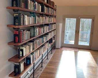 Industrial Shelving Unit, Book Shelf, Reclaimed Wood shelf. Rustic Wood Shelf Pantry Shelving, Custom Home Office Shelving