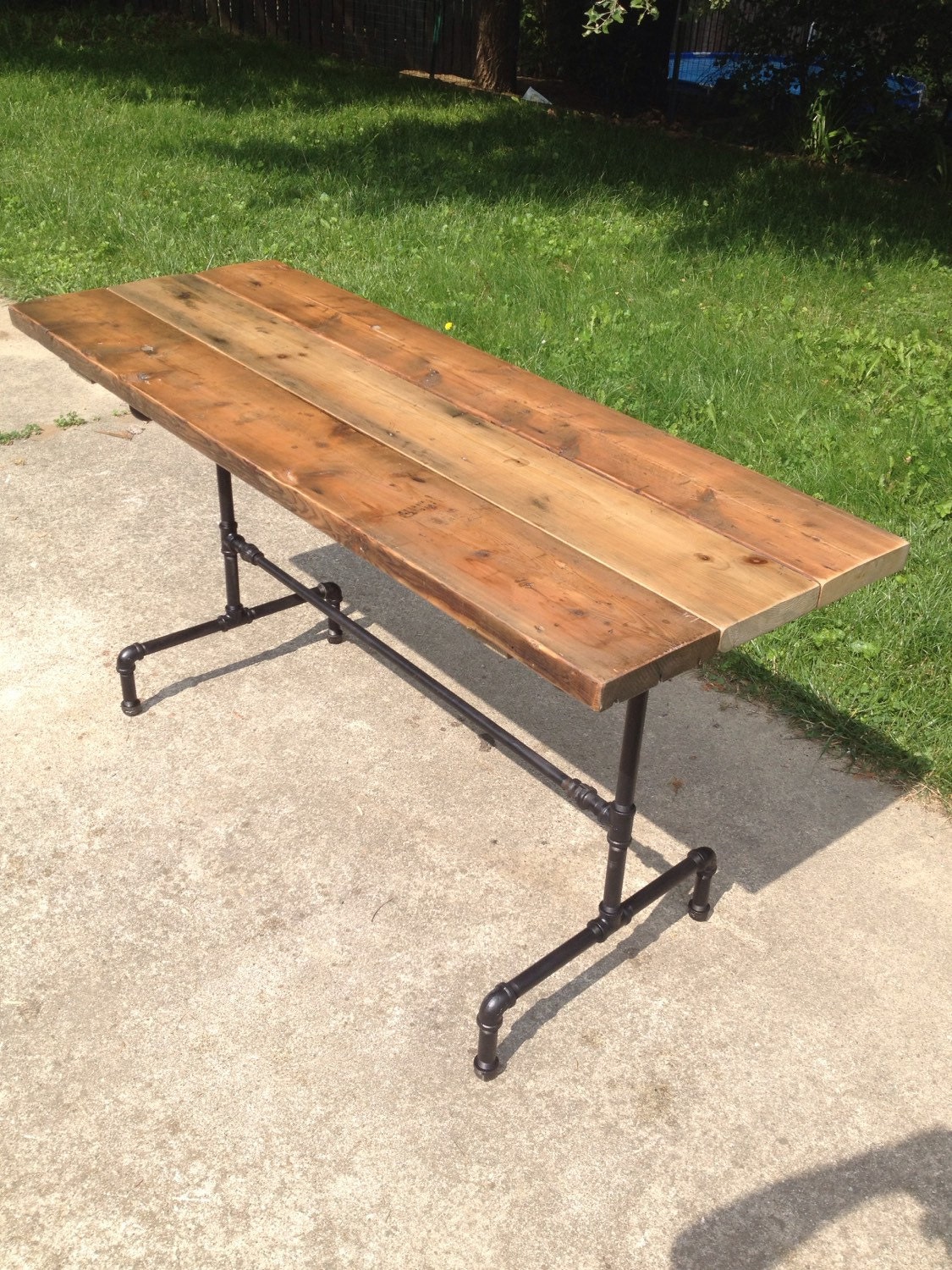 Solid Wood Reclaimed Farmhouse Table With Black Steel Iron Etsy
