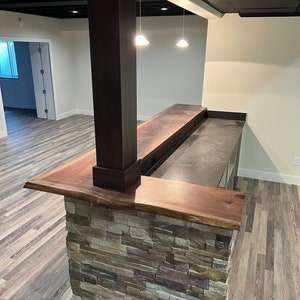 Handcrafted Walnut Wood Countertop: Raw Edge Bar Top - USA Made