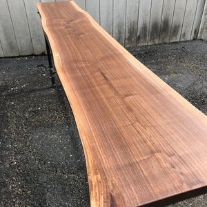 Live Edge Walnut Table with Reclaimed Wood & Bar Height Living Edge Sofa Table Walnut with Live Edge Countertop image 8