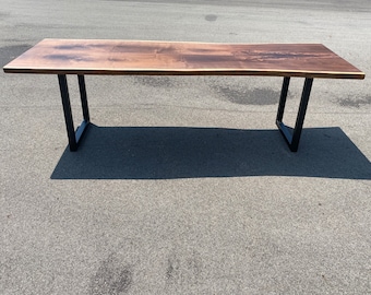 Long Walnut Table - 10 Seat Dining Table - Solid Wood Living Edge - Table Walnut Edge Counter Height Table, Bar Height Table