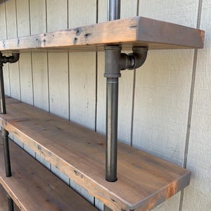 Industrial Rustic Bookcase Unit: Reclaimed Wood and Pipe Book Shelf, Custom Shelving 8ft