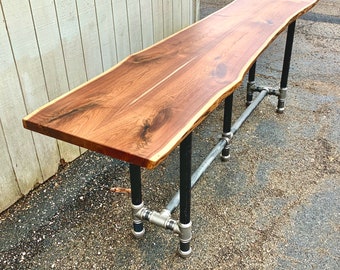 The Foundry Table Reclaimed Bar Table Solid American Black Walnut Bar Table Pub Table Conference Table Walnut Table Walnut Desk Live Edge