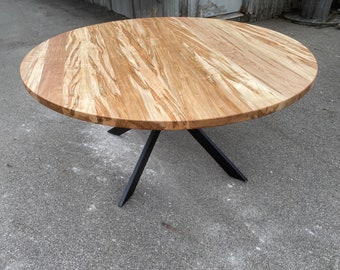 Large 72” Round Table  - Reclaimed Wood Dining Table Restaurant Table - 60” Round Table - Maple Oak Walnut