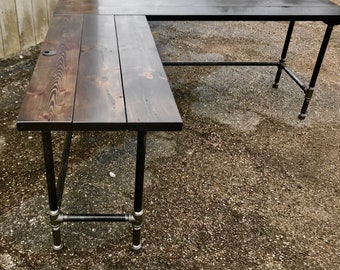 Reclaimed Wood L-Shaped Corner Desk with Optional Drawer