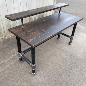 Reclaimed Wood Industrial Desk with Bookshelf - Custom Floating Desk