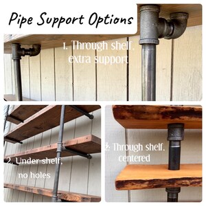 Custom Industrial Bookshelf, Reclaimed Wood, Wall Mounted Pipe Shelving image 4
