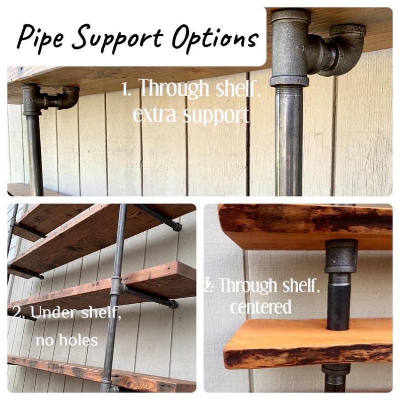 Custom Industrial Bookshelf, Reclaimed Wood, Wall Mounted Pipe Shelving image 4