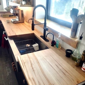 Solid Maple Slab Countertop - Ambrosia figured Maple Tabletop -  Kitchen Island Top Butcher Block DIY Table