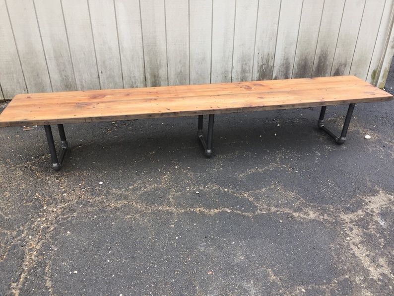 Reclaimed Wood Entry Bench – Farmhouse Style, Iron Legs bild 6