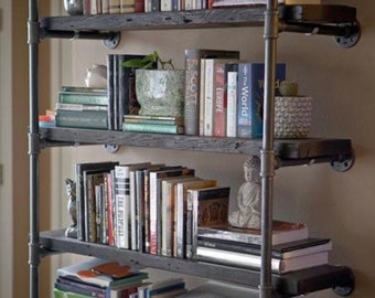 Rustic Wood Bookshelf - The Hawthorne Wall Mount Bookcase - Reclaimed Wood Bookshelf Shelf - Rustic Wood Floating Shelf