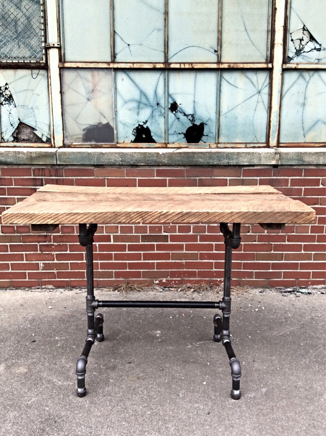Reclaimed Wood Trestle Table With Iron Base Farmhouse Style | Etsy