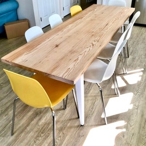 Blonde Wood Dining Table - Light Wood Modern - Long Rustic Dining Table White Legs