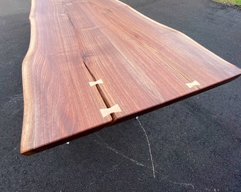 Handmade Walnut Slab Table Top, Reclaimed Butcher Block Countertop