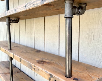 Reclaimed Wood Book shelf – Wall Mounted Industrial Pipe BookShelf