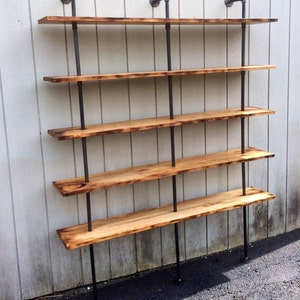 Large Floor to Ceiling Bookcase Reclaimed Wood Bookshelf Pipe Wall Bookshelf Shelf Built In Industrial Shelving Store Display Hemingway image 8