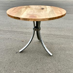 Round Table with Custom Steel Base - Reclaimed Wood Dining Table Restaurant Table - Large Round Table - Premium Walnut or Maple