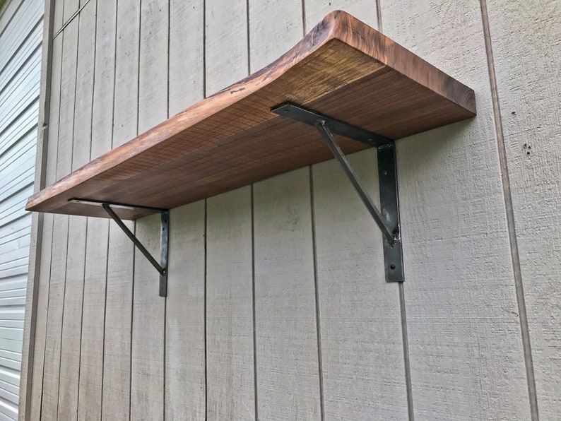 Live Edge Wall Mounted Desk Walnut Table Shelf Reclaimed Wood Floating Desk Walnut Table The Lodge Mantel image 4