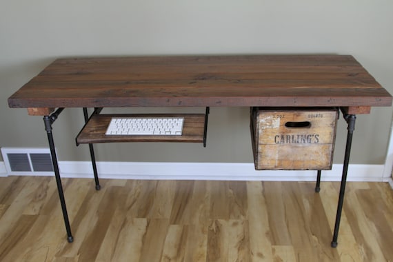 Wood desk with keyboard tray best sale