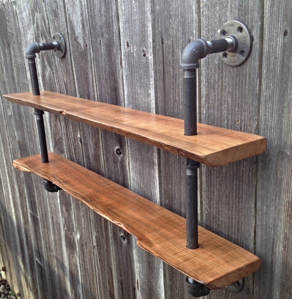 Living Edge Double Bookshelf Reclaimed Wood Industrial Steampunk Curio Shelf Wall Mounted Bookcase Etsy UK