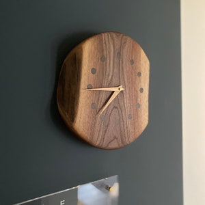 Unique Wall Clock Silent Wall Clock Wood Wall Clock Gift Oak Maple Walnut Round Slab Clock zdjęcie 10