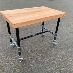 The Butchers Choice Reclaimed Wood Bar Table Butcher Block Farmhouse Table Kitchen Island