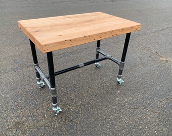 The Butchers Choice Reclaimed Wood Bar Table Butcher Block Farmhouse Table Kitchen Island