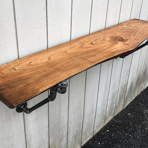 Live Edge Wall Mounted Desk Walnut Table Shelf Reclaimed Wood Floating Desk Walnut Table The Lodge Mantel image 9