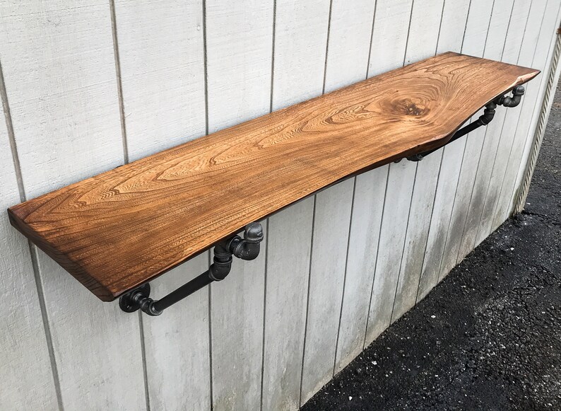 Live Edge Wall Mounted Desk Walnut Table Reclaimed Wood Etsy