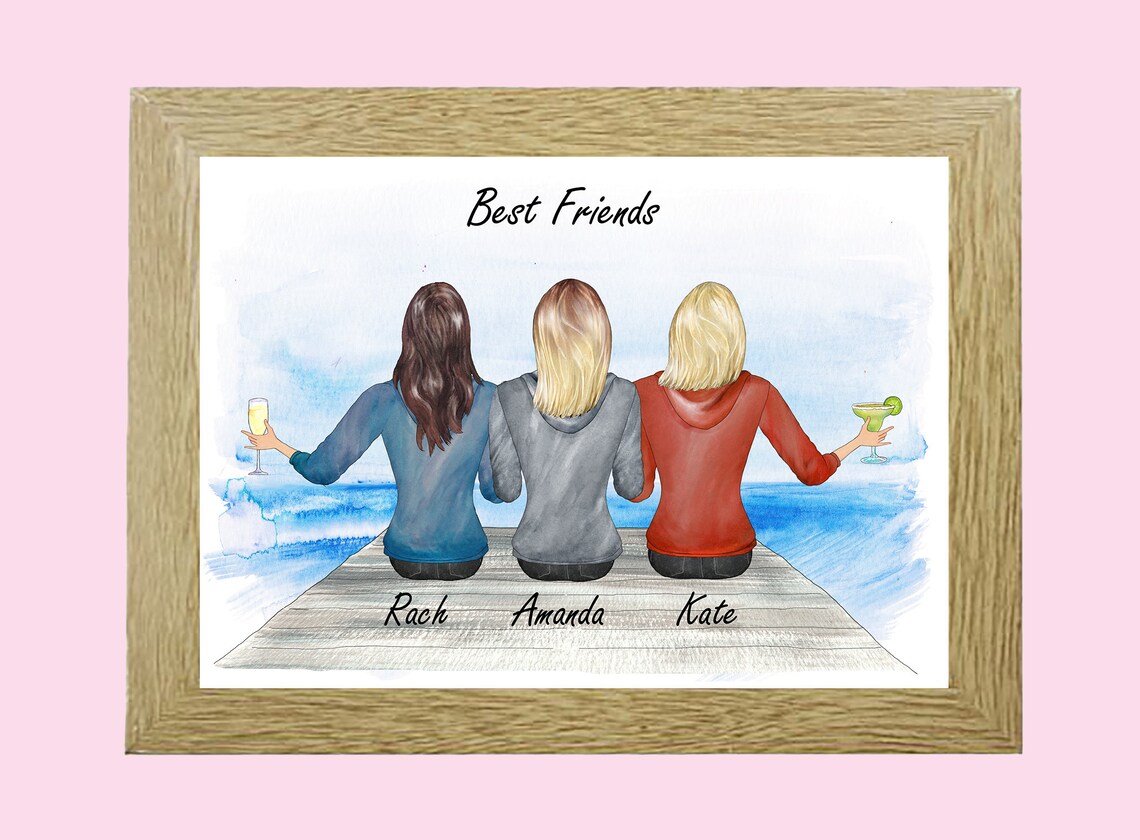Personalised Best Friends Print on the Beach Etsy