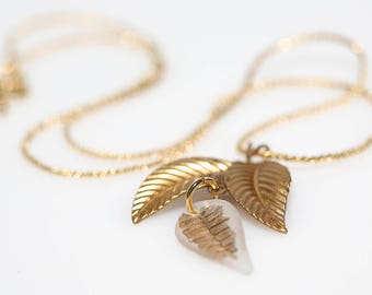 Frosted Triple Leaf Necklace