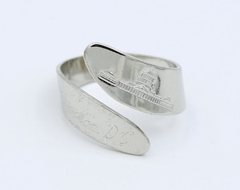 Vintage Washington DC Souvenir Ring - Vintage NOS Silver Tone Engraved