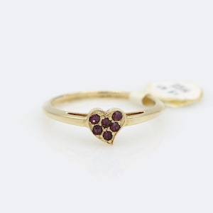 Vintage Sarah Coventry &quot;Tricia&quot; Ring 1980 RARE 18kt HGE Gold Heart Purple Crystals
