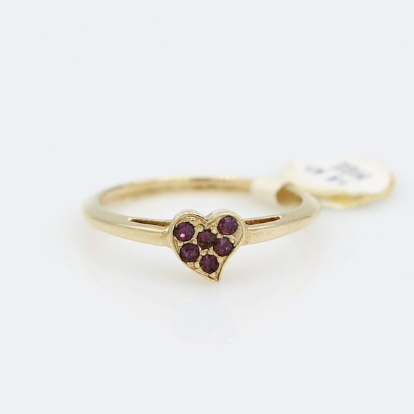 Vintage Sarah Coventry "Tricia" Ring 1980 RARE 18kt HGE Gold Heart Purple Crystals