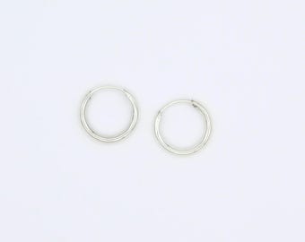 Vintage 925 Sterling Silver Hoop Earrings: 16mm Chunky Endless Hoops