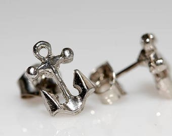 Silver Anchor Earrings