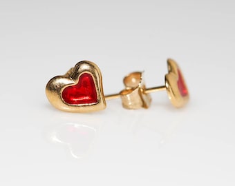 Red Heart of Gold Earrings