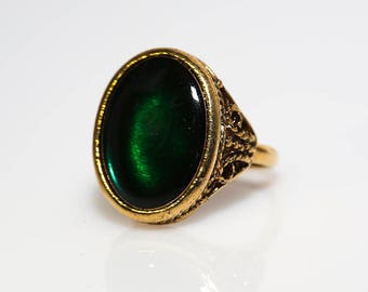 Gold Resin Ring in Green