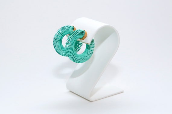 Mint Green Slinky Earrings - Vintage - image 1