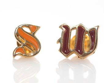 Brown and Orange Initial Pins