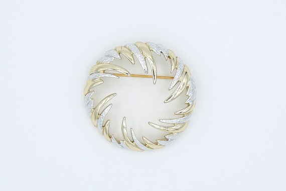 1973 Sarah Coventry FIRE 'N ICE Pin Brooch Gold Silver Tone RARE Vintage 70s