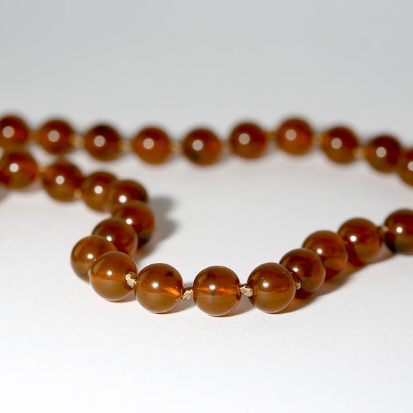 Vintage Coffee Bean Necklace - NOS Brown Plastic Beaded Necklace Hidden Clasp