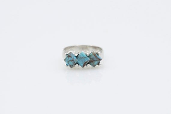 Vintage Sarah Coventry "Aztec Treasure" Ring 1977 Turquoise Silver Statement RARE