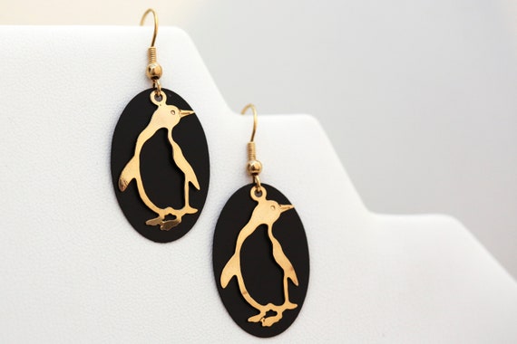 Black and Gold Animal Earrings - Vintage - image 2