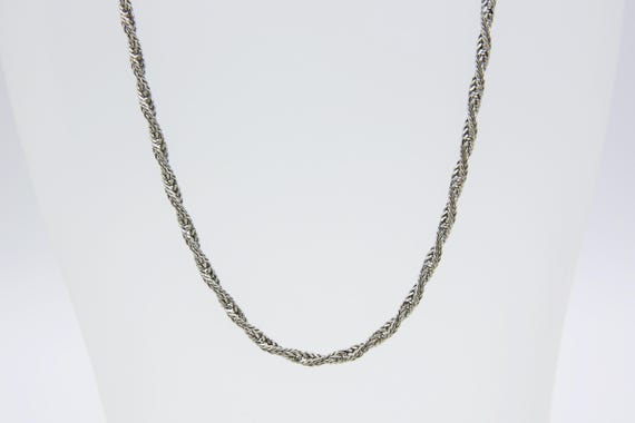 Vintage Silver Tone French Rope Chain Twisted Braided Chain Necklace Layering 16"