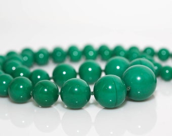 Long Green Vintage Beaded Necklace