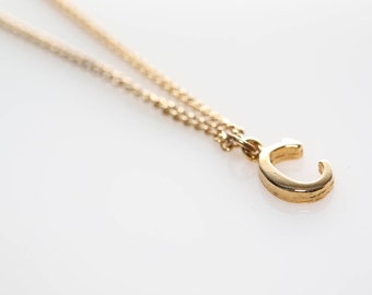 Vintage Gold Initial Necklace - C and W