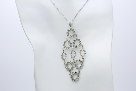 Vintage Sarah Coventry 1970 VIENNA Necklace Silver Tone Rhinestone RARE!