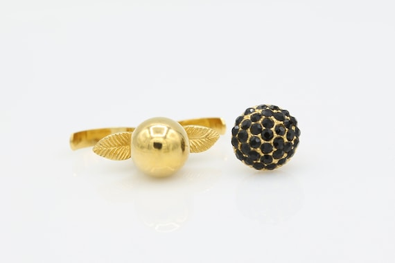 Vintage Sarah Coventry 1971 "3rd Dimension" 2-Finger Ring With 2 Ornaments VERY RARE