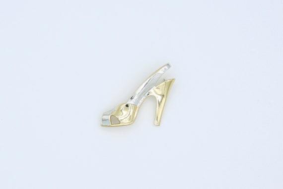 Vintage Sarah Coventry LADY SLIPPER Sales Award Pin RARE Shoe Brooch Gold Silver Tone